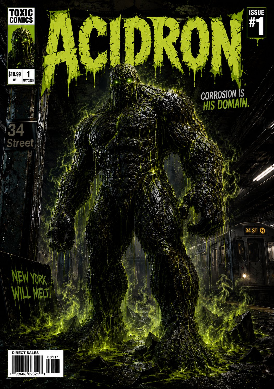 Acidron Issue 1 cover, Toxic Comics — corrosion is his domain